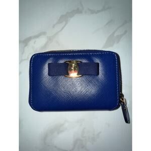 Ferragamo Blue Leather Cardholder